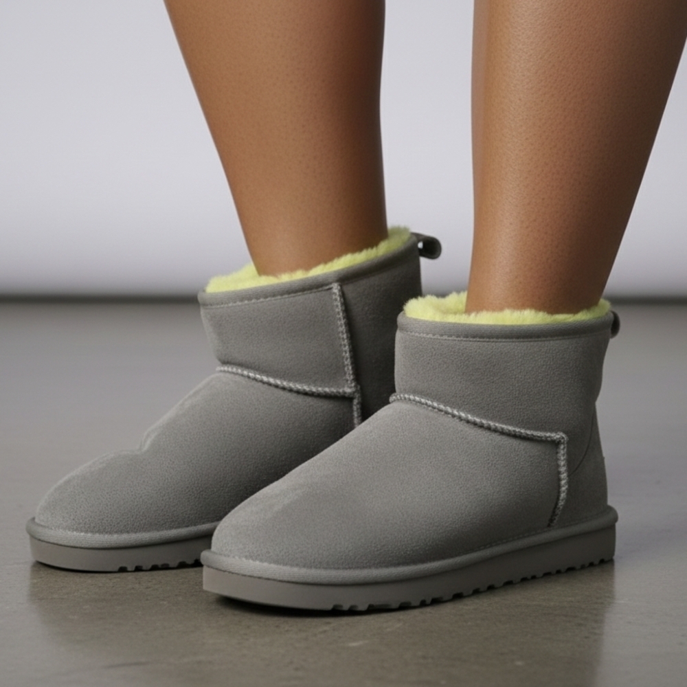 UGG Gray and Yellow Shearling Boots
